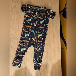 Bums and Roses Bamboo 12-18 month pajamas short sleeve romper shark print